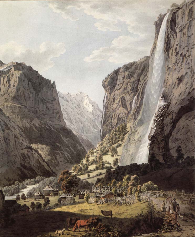 Franz Niklaus Konig The Fall of the Staubbach,dans the Vallee of Lauterbrunnen